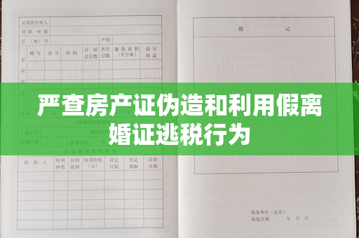 严查房产证伪造和利用假离婚证逃税行为