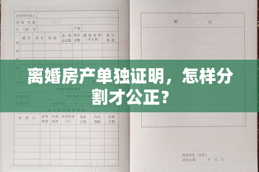 离婚房产单独证明，怎样分割才公正？