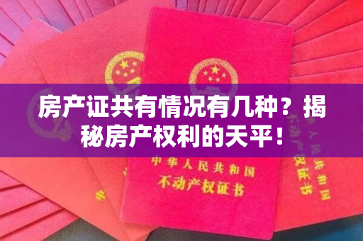 房产证共有情况有几种？揭秘房产权利的天平！