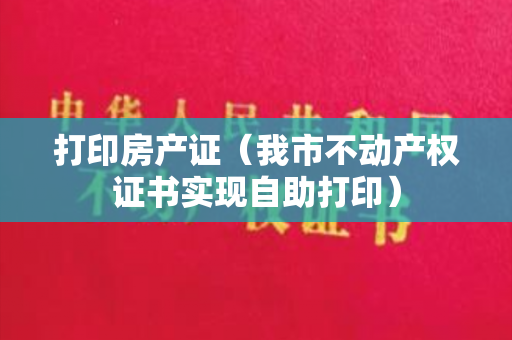 打印房产证（我市不动产权证书实现自助打印）