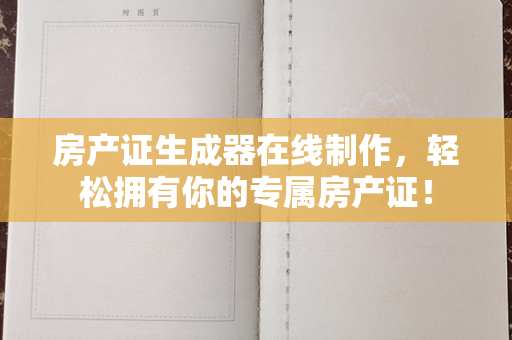 房产证生成器在线制作，轻松拥有你的专属房产证！