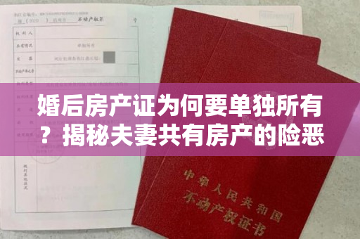 婚后房产证为何要单独所有？揭秘夫妻共有房产的险恶风险！